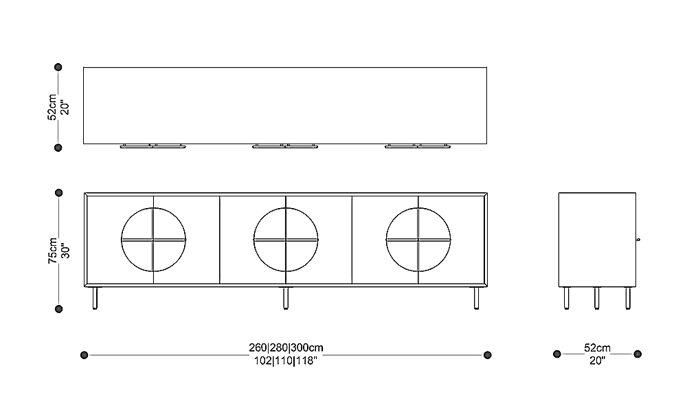 Image of the complete dimensions of the product